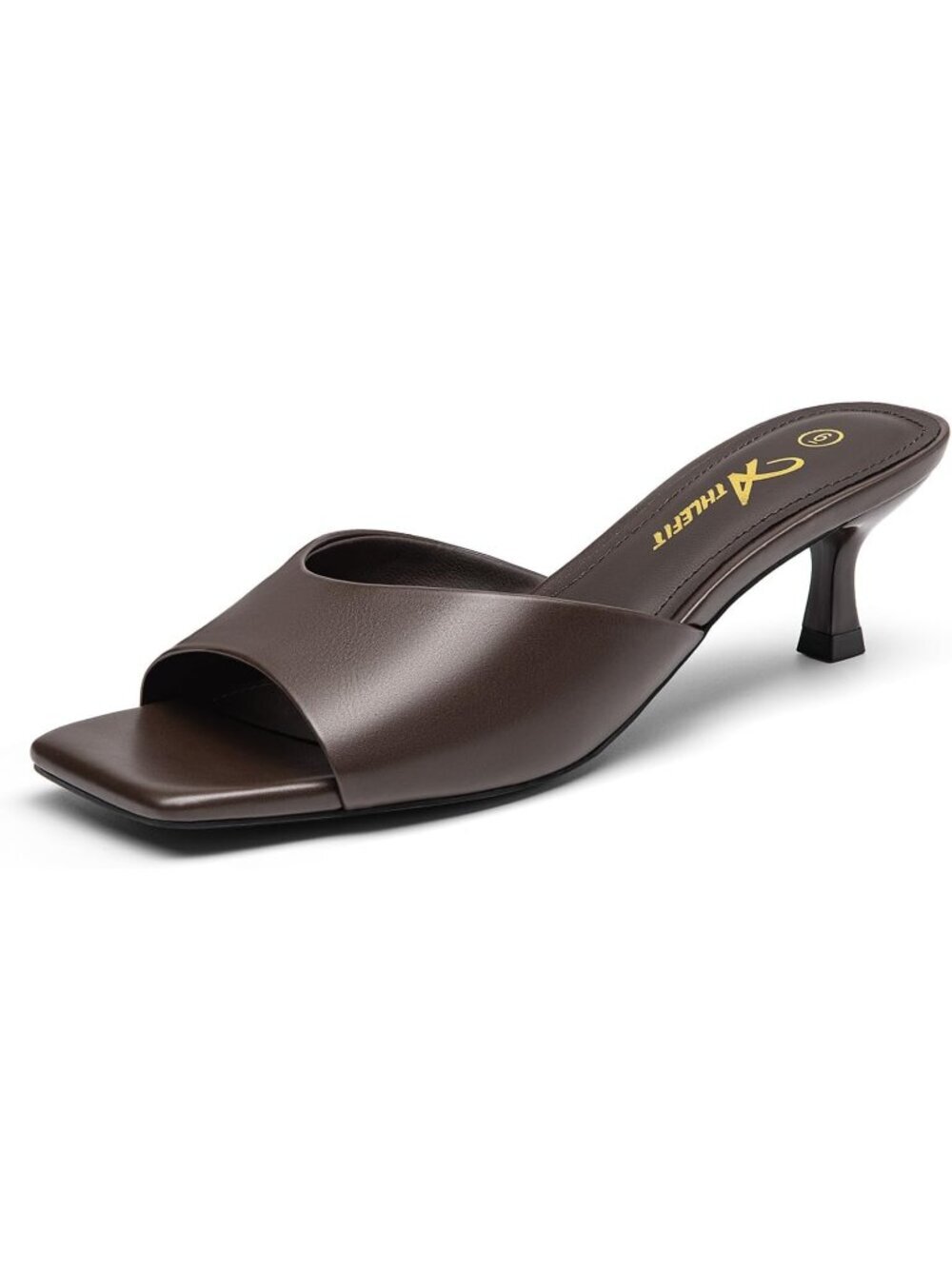 Women's Brown Sandals Square Open Toe Low Heels Comfortable Kitten Heels Shoes